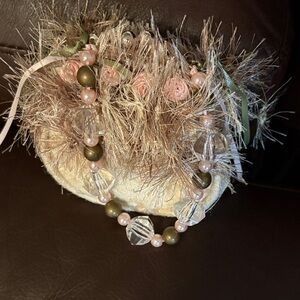 Elegant Beige and Pink Key & Card Holder